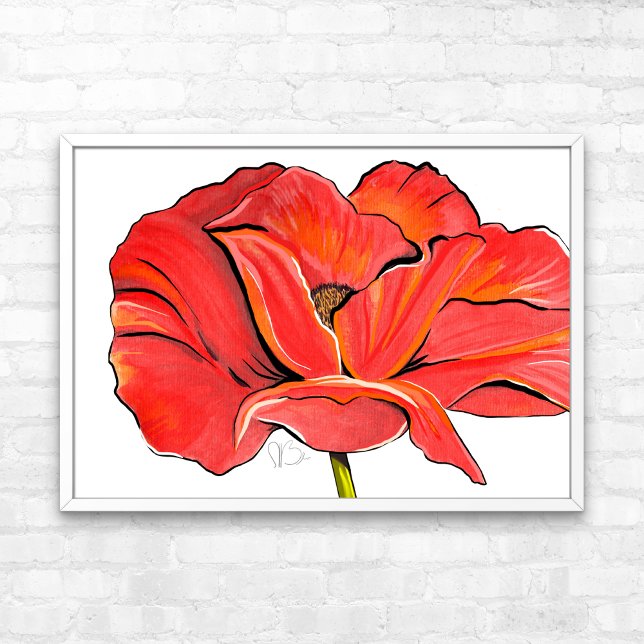 Red Poppy Flower Contemporary Acrylic Painting Poster (Skapare uppladdad)