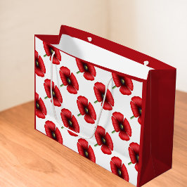 Red Poppy Flower Mönster Large Gift Bag