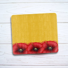Red Poppy Flower Mönster på Gult Mustard