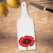 Red Poppy Flower Paddle Glass Caking Board