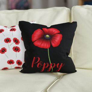 Red Poppy Flower Poppies Mönster Dekorativ kudde