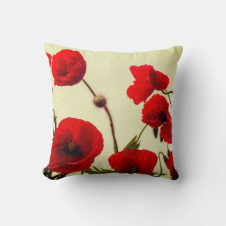 Red Poppy Flowers Abstrakt Colorful Digital Art Kudde