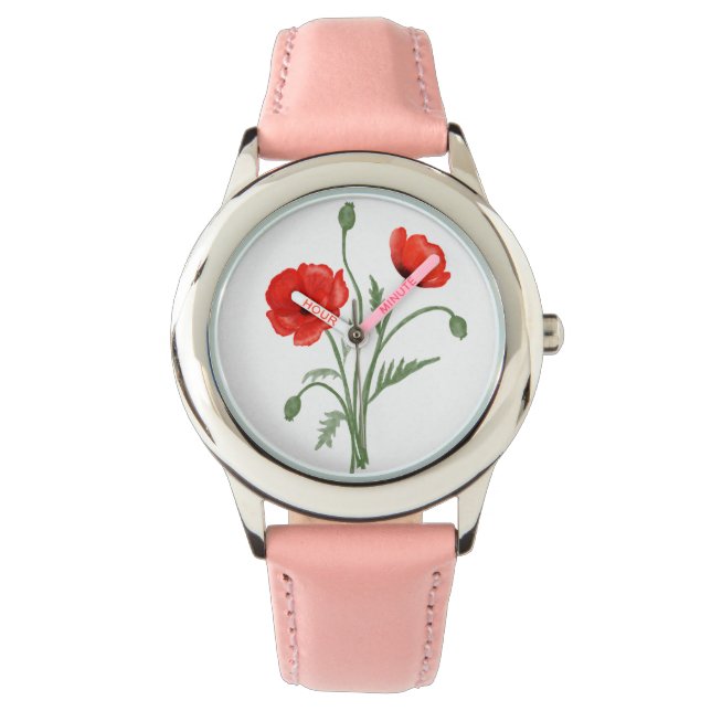 Red Poppy Flowers Armbandsur (Framsida)
