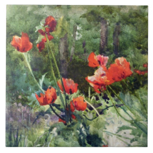 Red Poppy Flowers (av Mildred Anne Butler) Kakelplatta