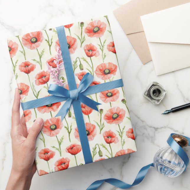 Red Poppy Flowers Birthday Presentpapper (Gifting)