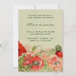 Red Poppy Flowers Blommigt Meadow Baby Shower Inbjudningar