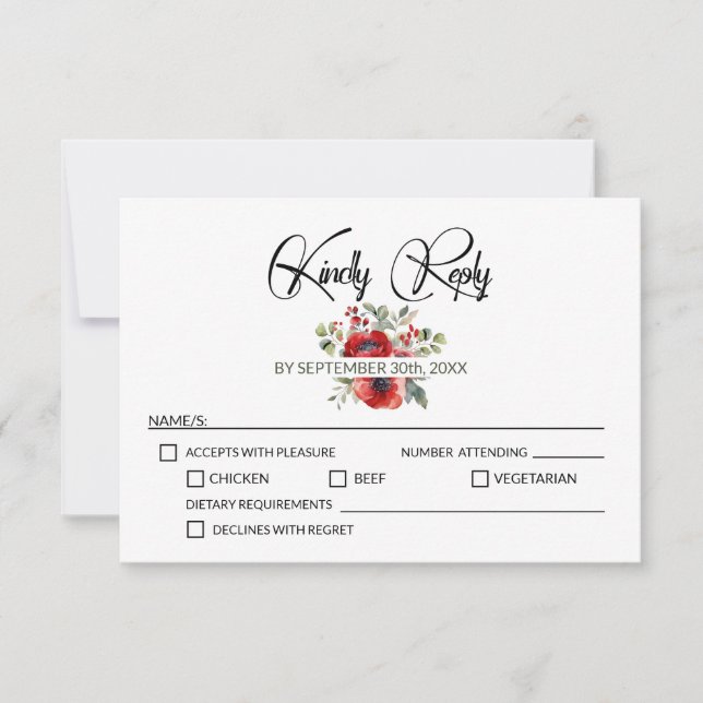 Red Poppy Flowers Bröllop OSA Kort (Framsida)