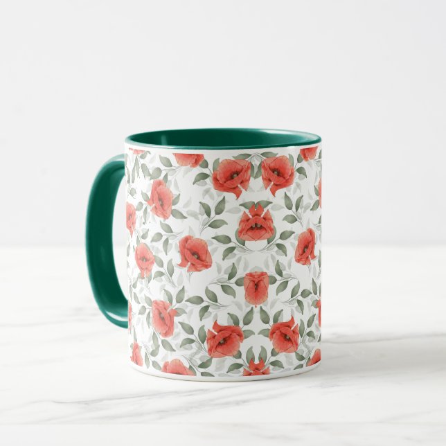 Red Poppy Flowers Design Mugg (Framsida vänster)