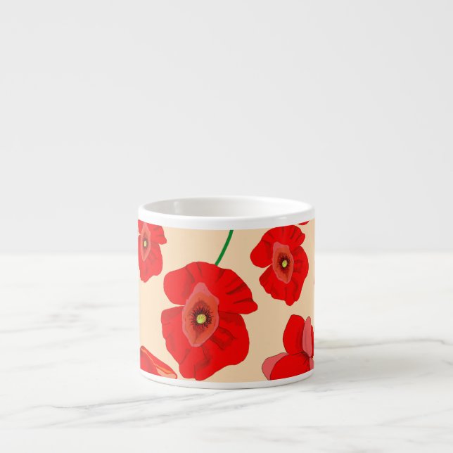 Red Poppy Flowers Espressomugg (Framsidan)