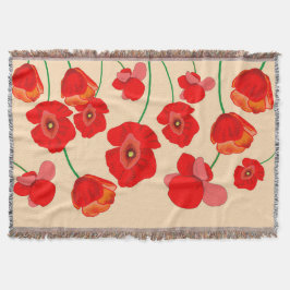 Red Poppy Flowers Filt