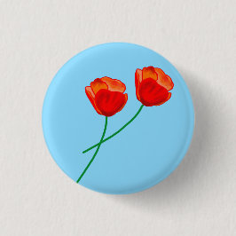 Red Poppy Flowers Heart Himlar Blue Knapp