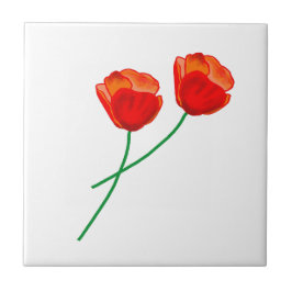 Red Poppy Flowers Kakelplatta
