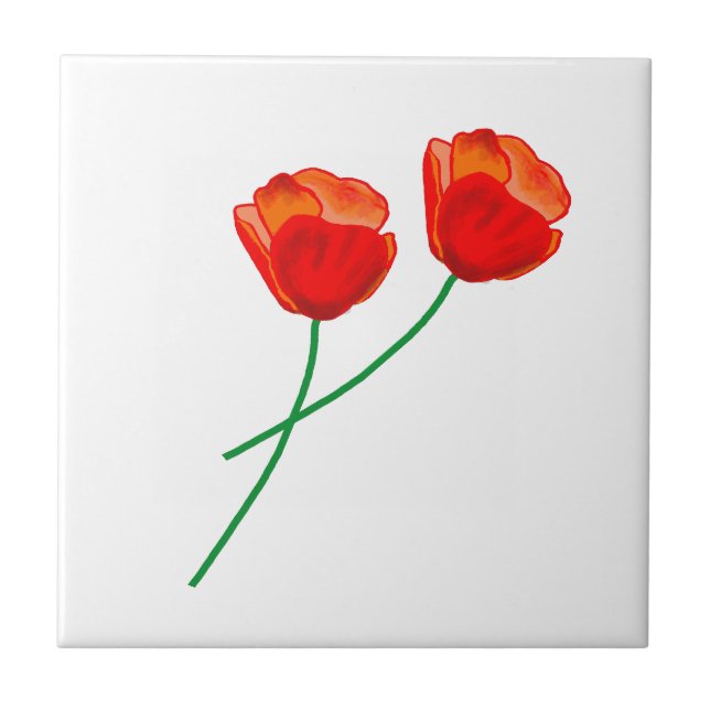 Red Poppy Flowers Kakelplatta (Framsidan)
