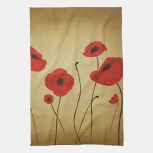 Red Poppy Flowers Kökshandduk