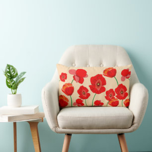 Red Poppy Flowers Lumbarkudde