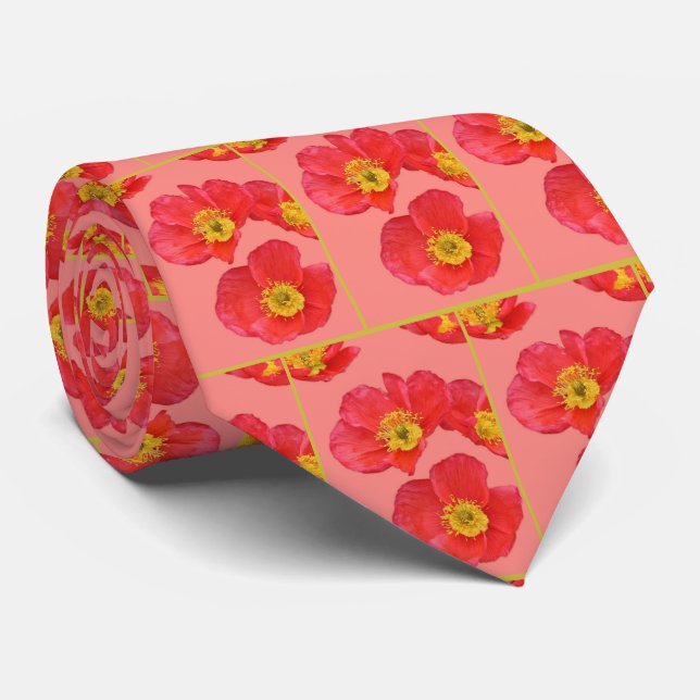 Red Poppy Flowers Neck Tie Slips (Rullad)