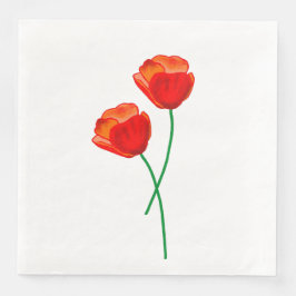 Red Poppy Flowers Pappersservett