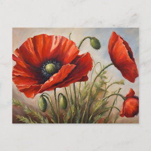 Red Poppy Flowers Vykort