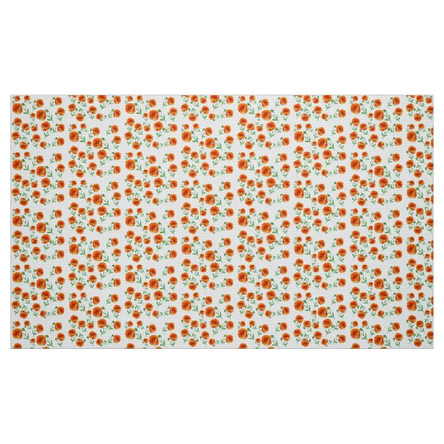 Red Poppy Flowers Watercolor Fabric Tyg (Fat Quarter)