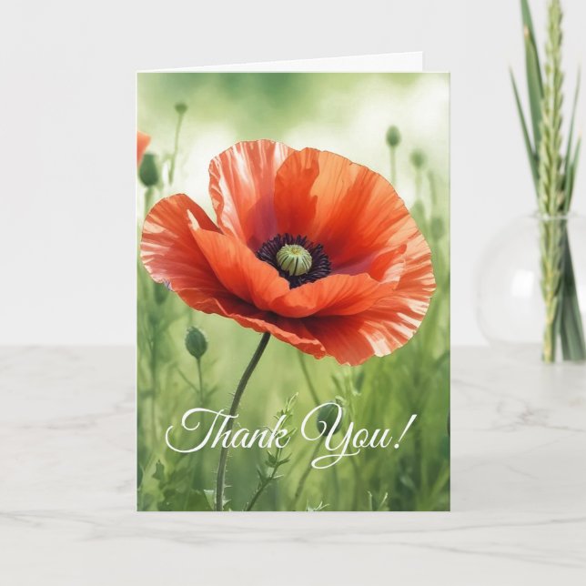 Red Poppy Folded Greeting Card Kort (Framsida)