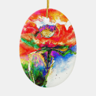 Red Poppy Julgransprydnad Keramik