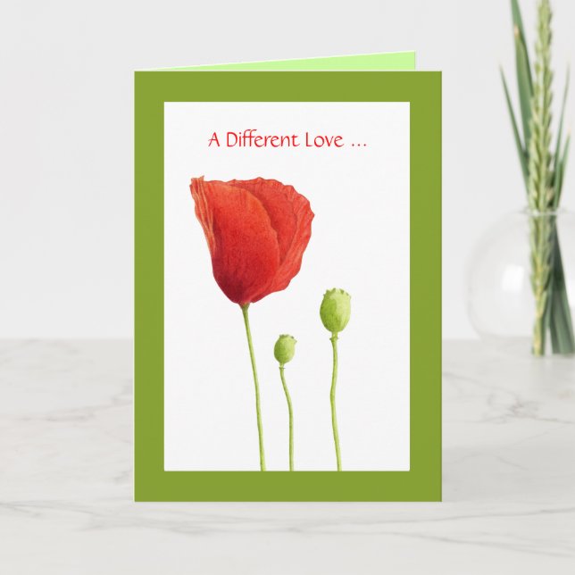 Red Poppy Kärlek Card Kort (Framsida)