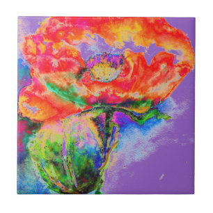 Red Poppy -lila Kakelplatta