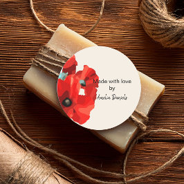 Red Poppy Made med Kärlek Runt Klistermärke