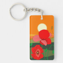 Red Poppy Meadow vid Sunset Illustration