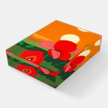 Red Poppy Meadow vid Sunset poster
