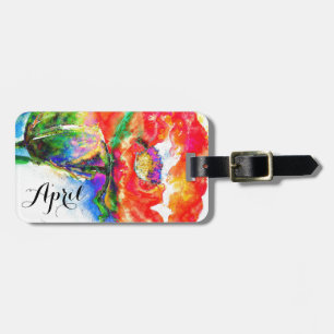 Red Poppy Monogram Bagagebricka