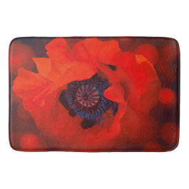 Red Poppy Mörk Background & Bokeh Effect Badrumsmatta