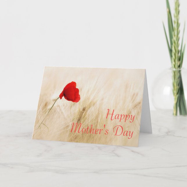 Red Poppy Mors dag Card Kort (Framsida)