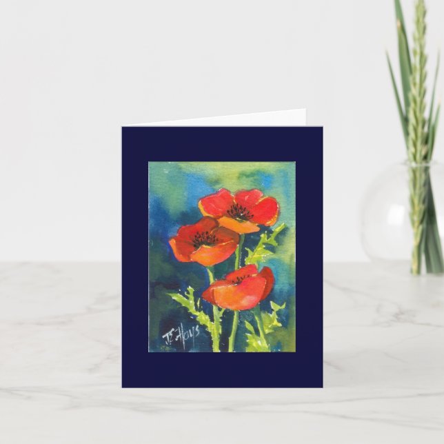 RED POPPY Note-kort Kort (Framsida)