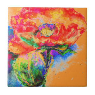 Red Poppy -orange Kakelplatta