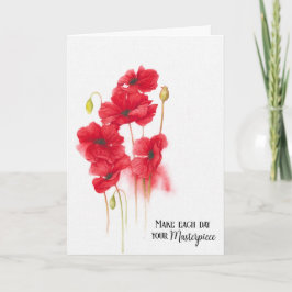 Red Poppy Painting for Birthday Kort