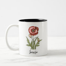 Red Poppy Personalizable Blommigt
