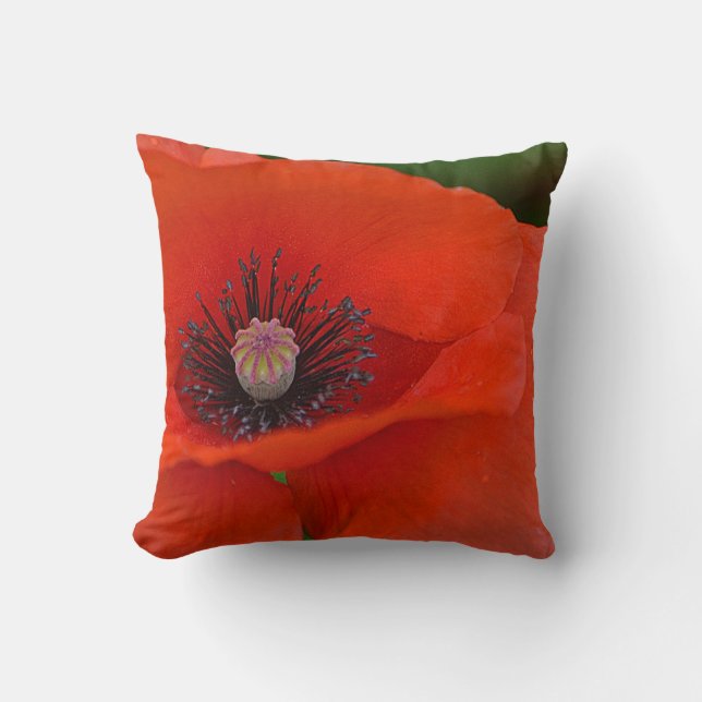 Red Poppy Pillow Kudde (Framsida)