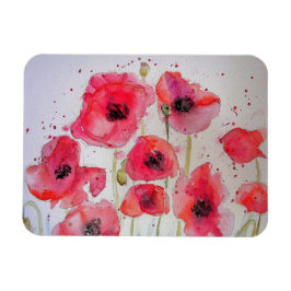 Red Poppy Poppies art Watercolor Birthday Magnet