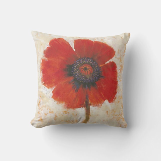 Red Poppy Porträtt Kudde (Framsida)