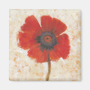 Red Poppy Porträtt Magnet