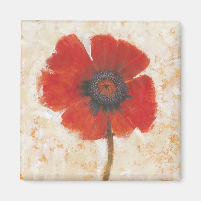 Red Poppy Porträtt Magnet (Framsidan)