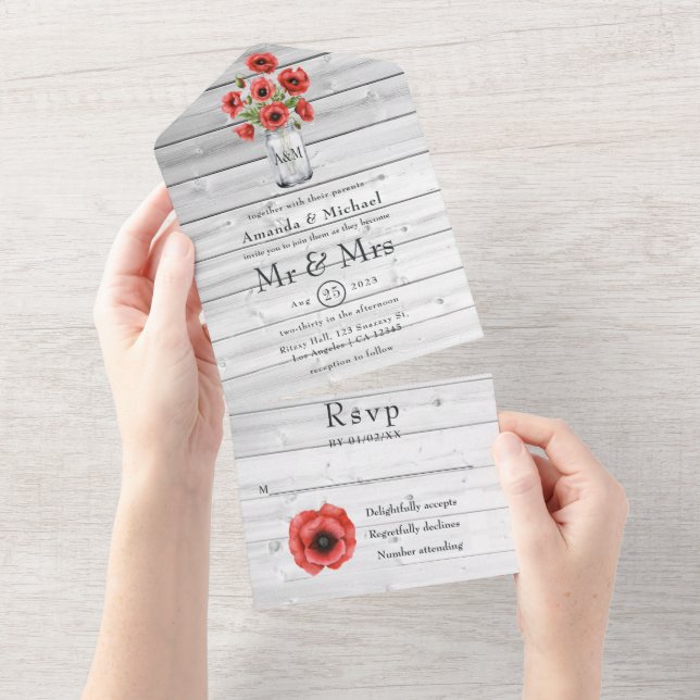 Red Poppy Rustic Landsbyggsbröllop (Tearaway)
