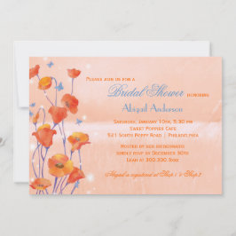 Red Poppy Salmon Färgad Möhippa Inbjudningar