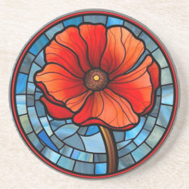 Red Poppy Stached Glass Underlägg
