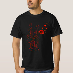 Red Poppy Veteran Honor Military Memorial T Shirt