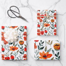 Red Poppy Watercolor Blommigt