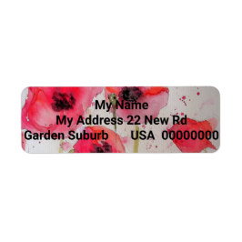 Red Poppy Watercolor Flower Returetiketters Returadress Etikett