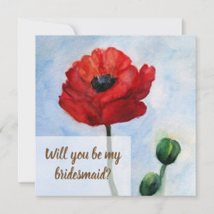 Red Poppy Watercolor Flowergirl-kort Inbjudningar
