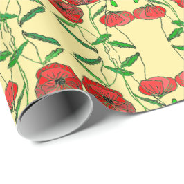 Red Poppy Wrapping Papper - Välj Färg Presentpapper
